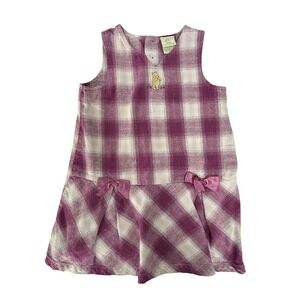 VTG Classic Winnie the‎ Pooh Plaid Jumper Dress 4T Purple Cottagecore Coquette